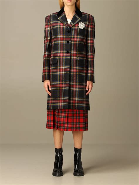 miu miu tartan coat|Luxury Women's Coats and Jackets .